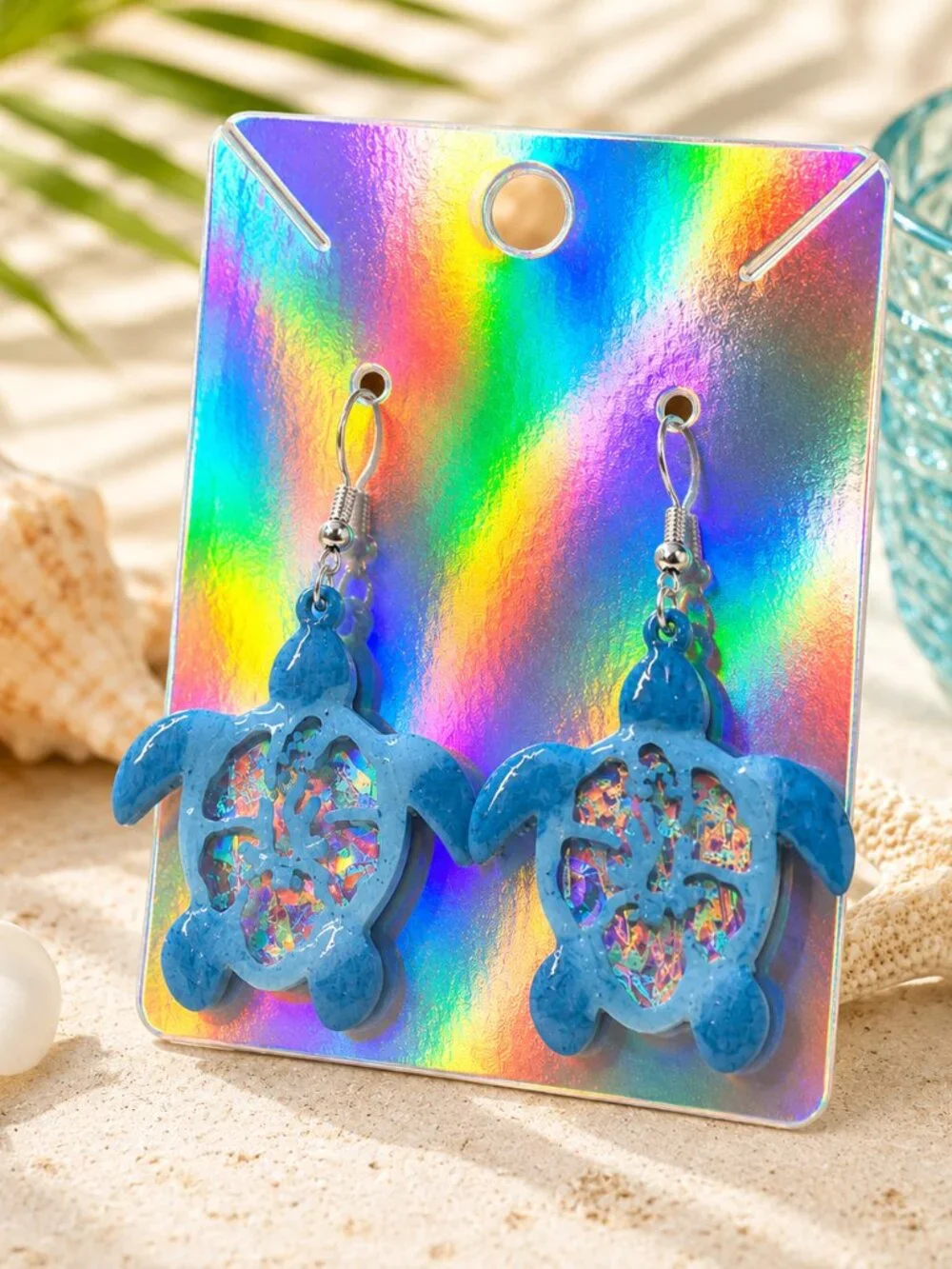 Yellow Glitter Sea Turtle Earrings | Color Me Lit LLC